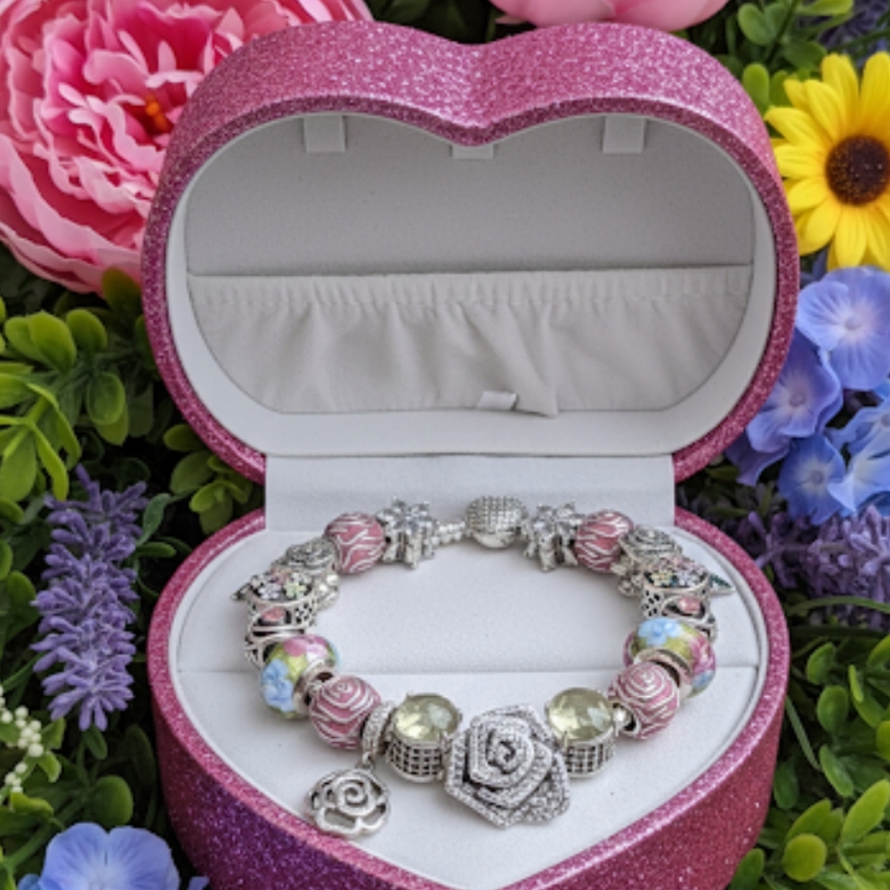 💗 RESERVEDPandora Bracelet & S925 Pink Floral Charm Bundle -8.3